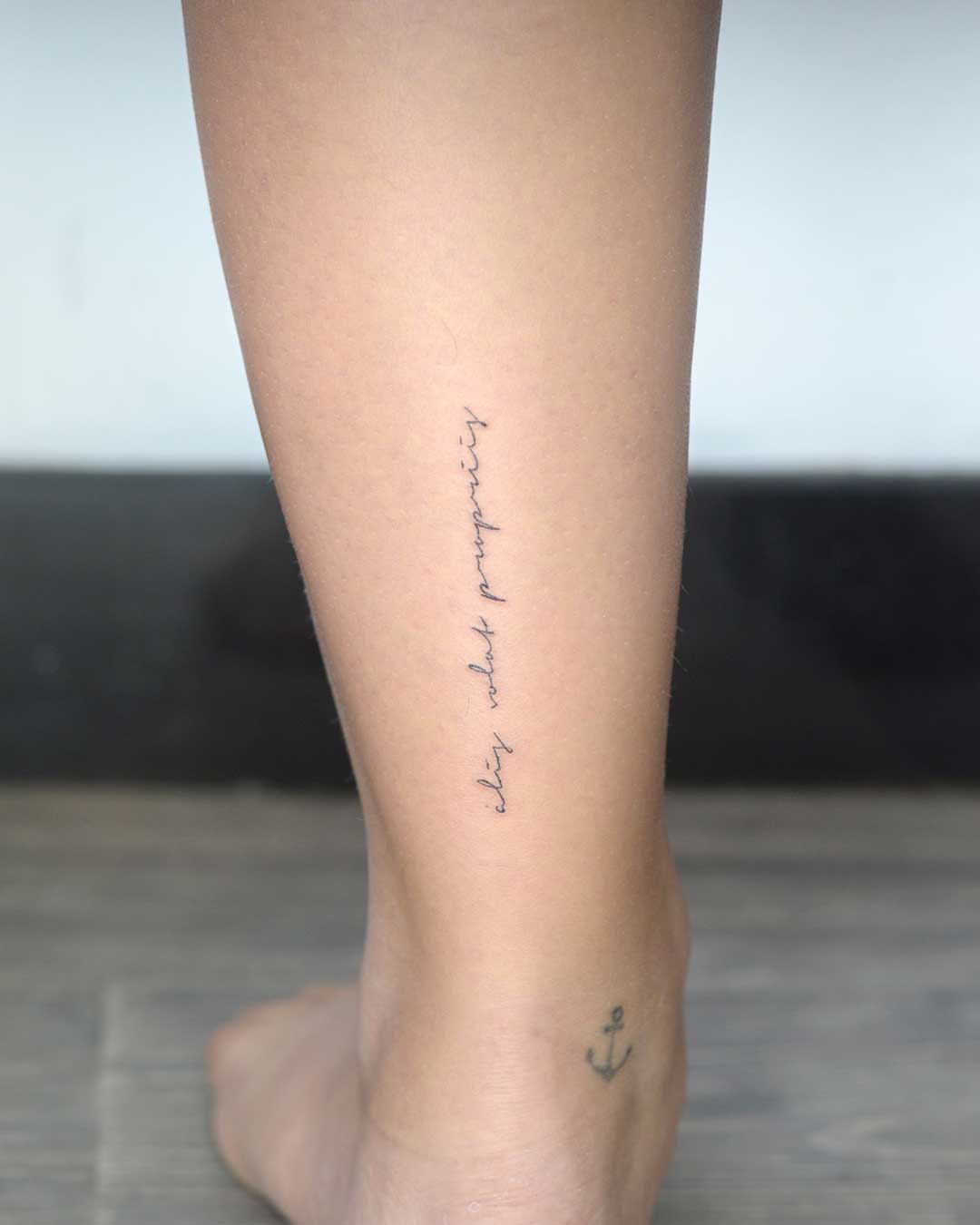 Little Tattoos — Illustrative lavender flower tattoo on the ankle....
