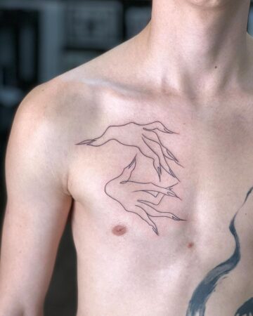 tattoo arms on the chest abstract minimalism
