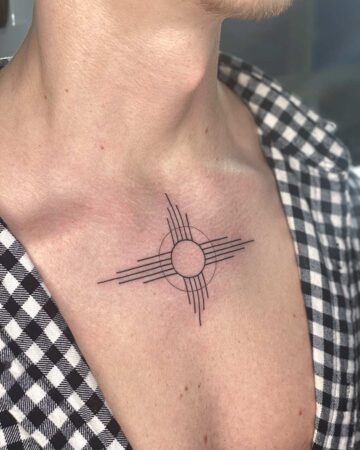 tattoo geometry on the chest are thin lines graphics geometry single needle fine line