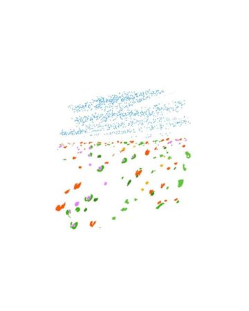 Colorful abstract landscape with flowers by our artists in fine line tattoo studio Canggu Bali