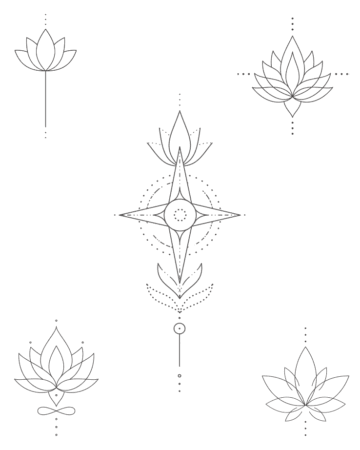tattoo design lotus geometry minimalist fine line done bby our artists in fine line tattoo studio Canggu Bali
