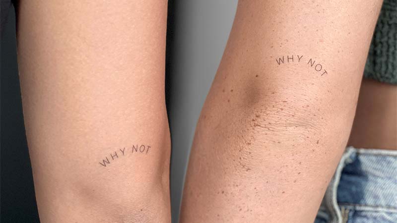 EXPLORE GALLERY. Lettering tattoo gallery WHY NOT lettering script fine line tattoo by our artists in fine line tattoo studio Canggu Bali